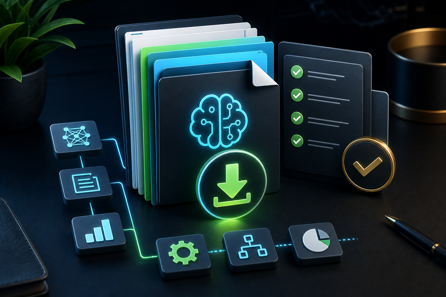 Abstract free AI skills starter pack files and checklist